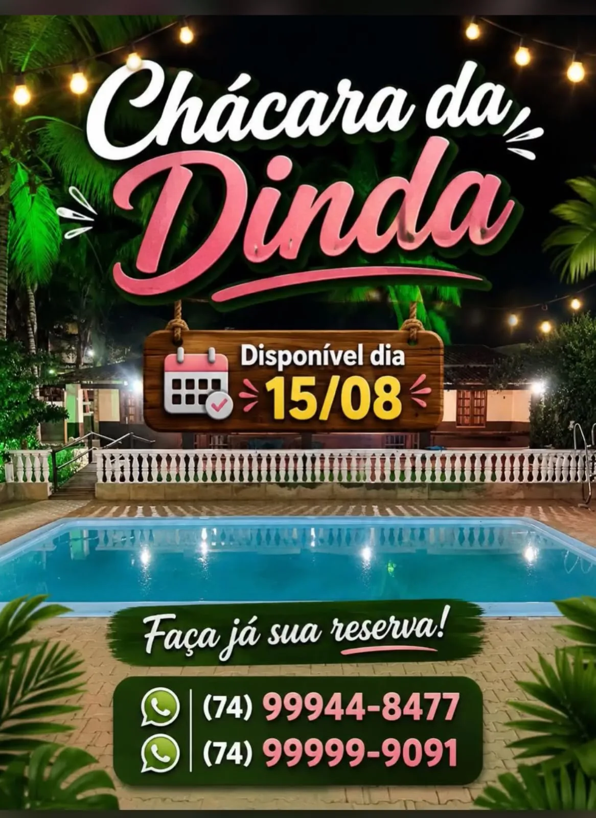 Card Promocional de aluguel da Chácara