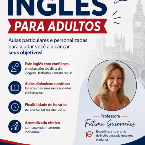 Card promocional de Curso de Inglês para adultos