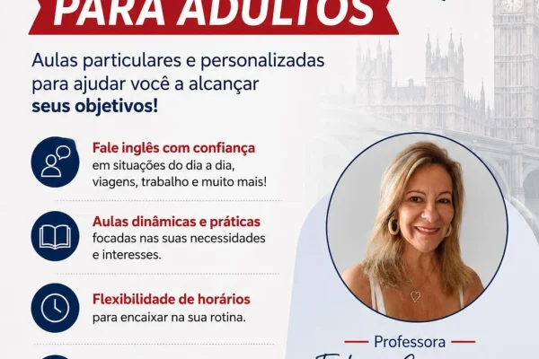 Card promocional de Curso de Inglês para adultos